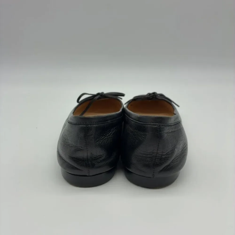 Manolo Blahnik Black Leather Pointed Toe Ballet Flats